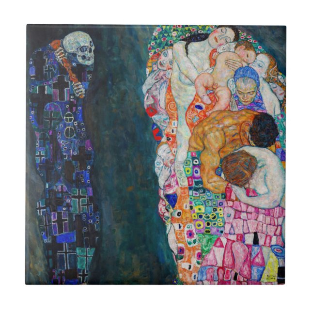 Azulejo De Cerâmica Gustav Klimt - Morte e Vida (Frente)