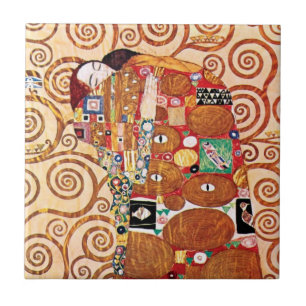 Azulejo De Cerâmica Gustav Klimt - O Abraço - Pintura de Arte Fina
