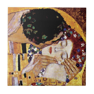 Azulejo De Cerâmica Gustav Klimt - O Beijo - Arte Nova Antiga