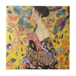 Azulejo De Cerâmica Gustav Klimt - Senhora com ventilador