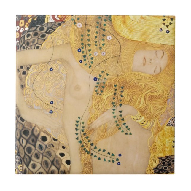 Azulejo De Cerâmica Gustav Klimt - Serpentes de Água I (Frente)