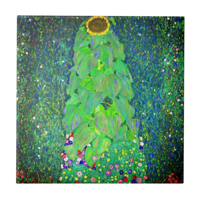 Azulejo De Cerâmica Gustav Klimt Sunflower (Frente)