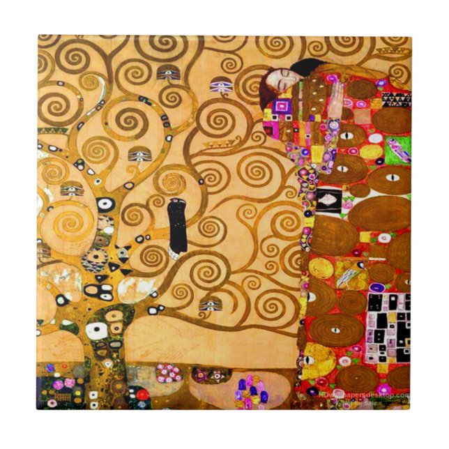 Azulejo De Cerâmica Gustav Klimt Tree of Life (Frente)