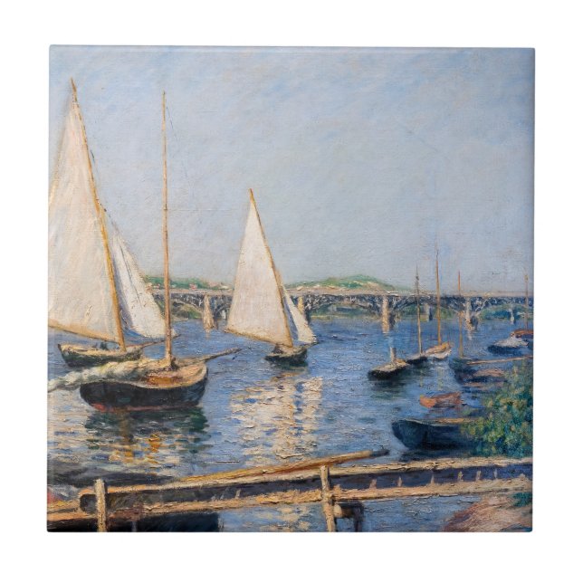 Azulejo De Cerâmica Gustave Caillebotte - Barcos à vela em Argenteuil (Frente)