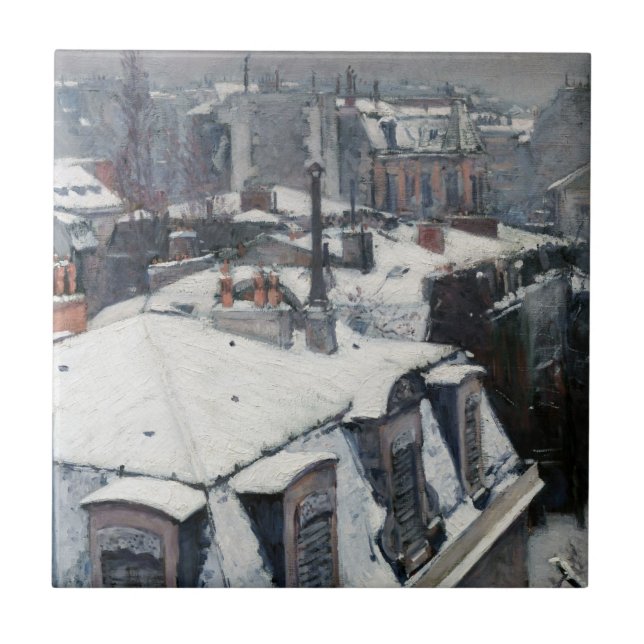 Azulejo De Cerâmica Gustave Caillebotte - Telhados na neve (Frente)