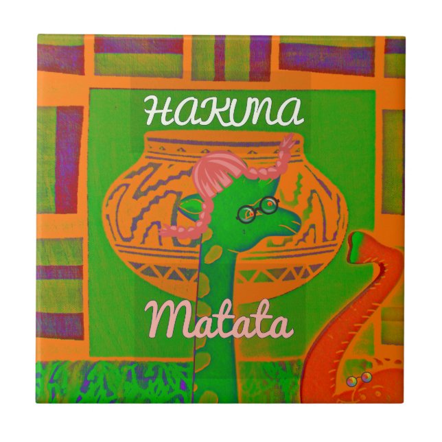 Azulejo De Cerâmica Hakuna Giraffe Art Impressão (Frente)