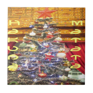 Azulejo De Cerâmica Hakuna Matata Feliz Natal e Feliz ano novo.p