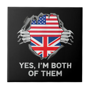 Azulejo De Cerâmica Half American Half British USA England Flag Mens W