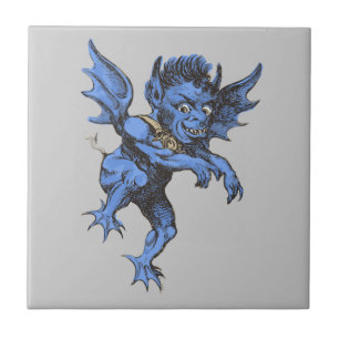 Azulejo De Cerâmica Halloween Antigo, Gárgula Demônio Maligno Assustad