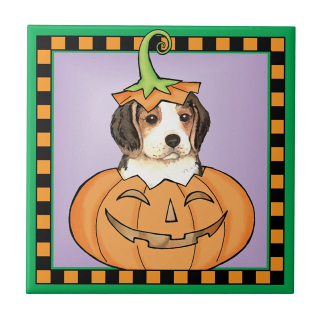 Azulejo De Cerâmica Halloween Beagle (Frente)