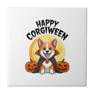 Azulejo De Cerâmica Halloween Corgiween, Corgi Cachorro Assustador