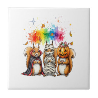 Azulejo De Cerâmica Halloween Cute Squirrels Costume