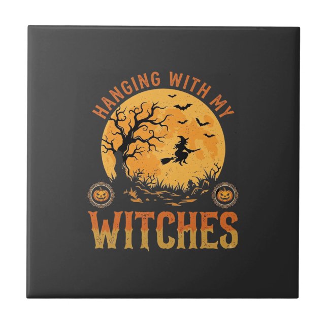 Azulejo De Cerâmica Halloween das Minhas Bruxas (Frente)