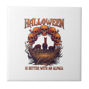 Azulejo De Cerâmica Halloween É Melhor Alpaca Crânios Laranja Teia de 