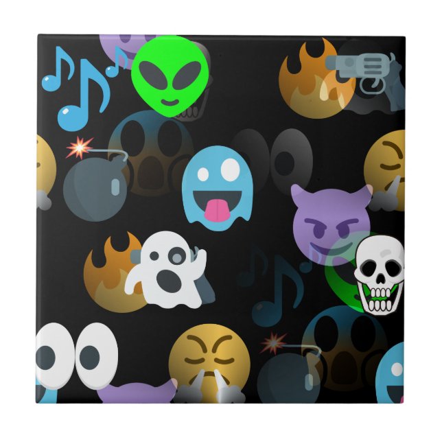 Azulejo De Cerâmica halloween emojis (Frente)
