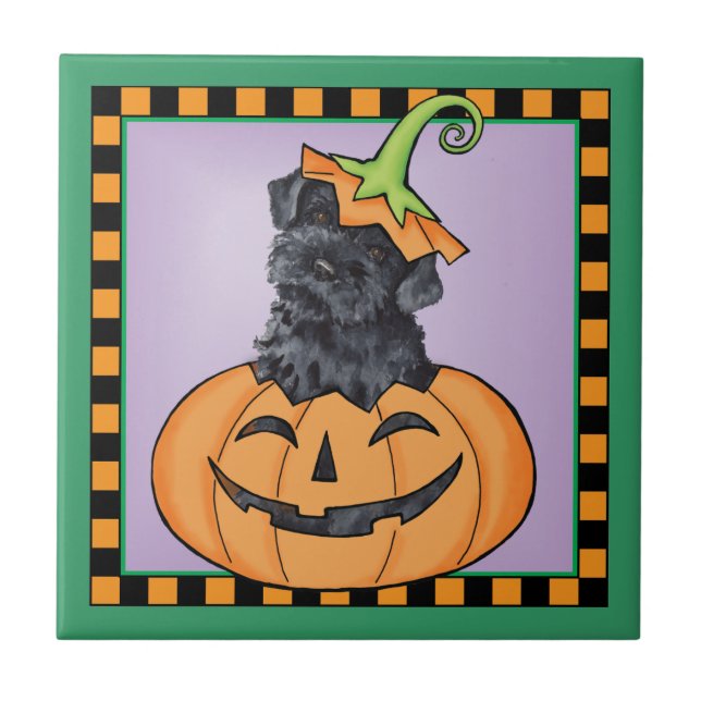 Azulejo De Cerâmica Halloween Kerry Blue Terrier (Frente)