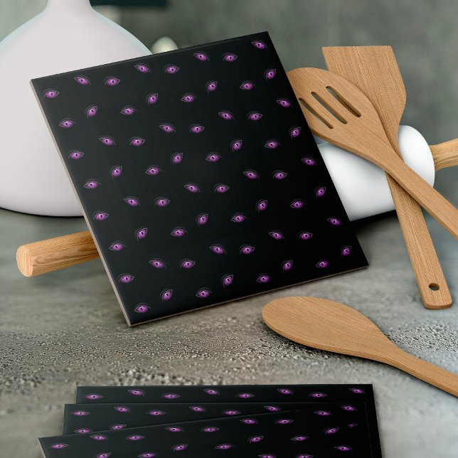 Azulejo De Cerâmica Halloween, Olhos Roxos, Truques Ou Tratamentos, Bo (Criador carregado)