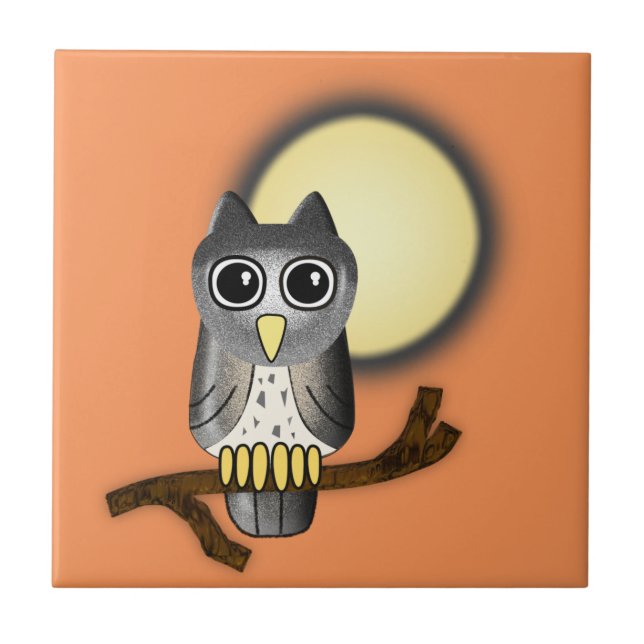 Azulejo De Cerâmica Halloween Owl (Frente)