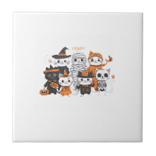 Azulejo De Cerâmica halloween para Gato Fofo Gatito Esqueleto Fantasma