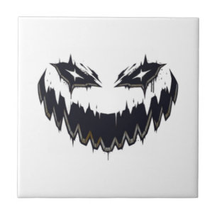 Azulejo De Cerâmica Halloween Scary Mau Pumpkin Engraçado Pumpkin Cabe