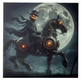 Azulejo De Cerâmica Halloween Steampunk Cavaleiro Sem Cabeça