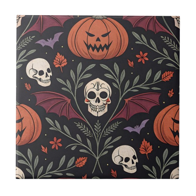 Azulejo De Cerâmica Halloween Vibes Pattern (Frente)