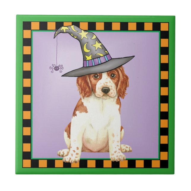 Azulejo De Cerâmica Halloween Welsh Springer Spaniel (Frente)
