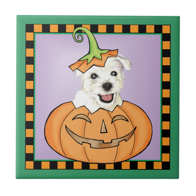 Azulejo De Cerâmica Halloween Westie (Frente)