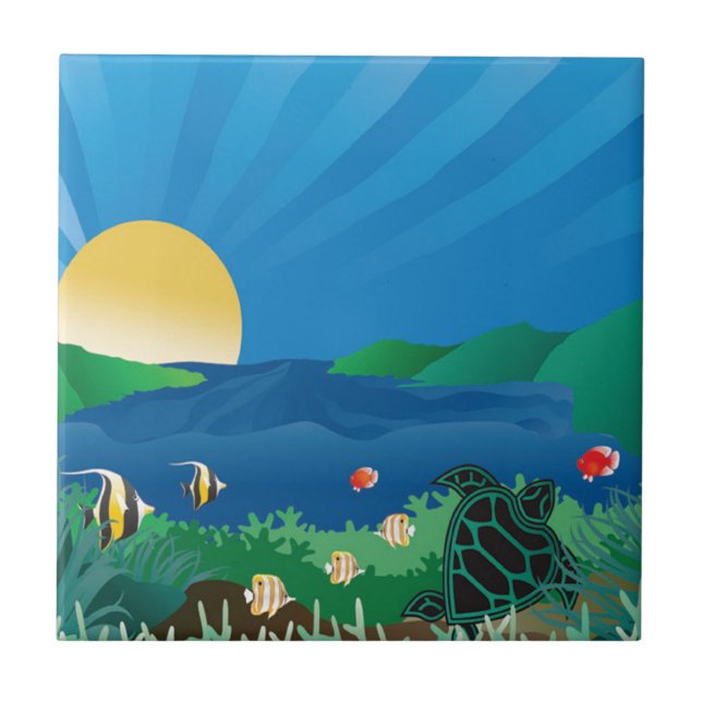 Azulejo De Cerâmica Hanauma Bay Hawaii (Frente)