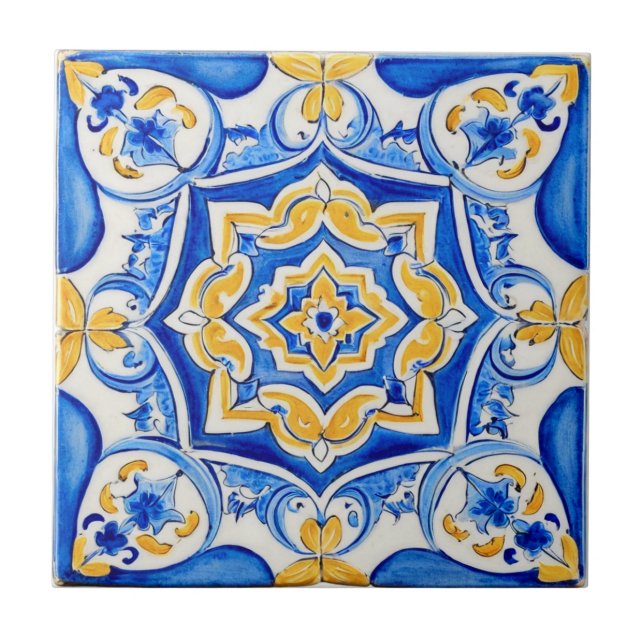 Azulejo De Cerâmica Hand-Painted Majolica Pattern (Frente)
