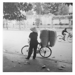 Azulejo De Cerâmica Hanoi Vietnã, Mulher de Entrega de Bicicleta (NR)