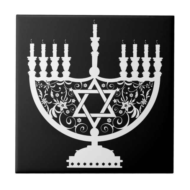 Azulejo De Cerâmica Hanukkah Menorah (Frente)