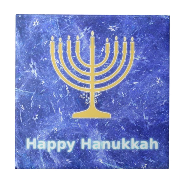 Azulejo De Cerâmica Hanukkah Snowstorm Menorah (Frente)