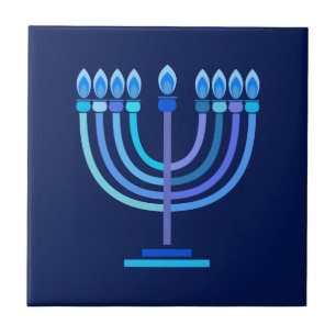 Azulejo De Cerâmica Hanukkiah Feliz Hanukkah Feriado Judeu Menorah