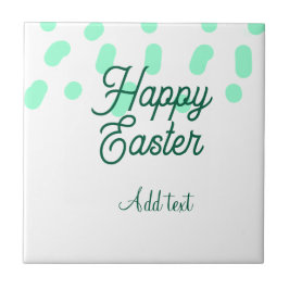 Azulejo De Cerâmica Happy Easter green eggs pastel name date simple 