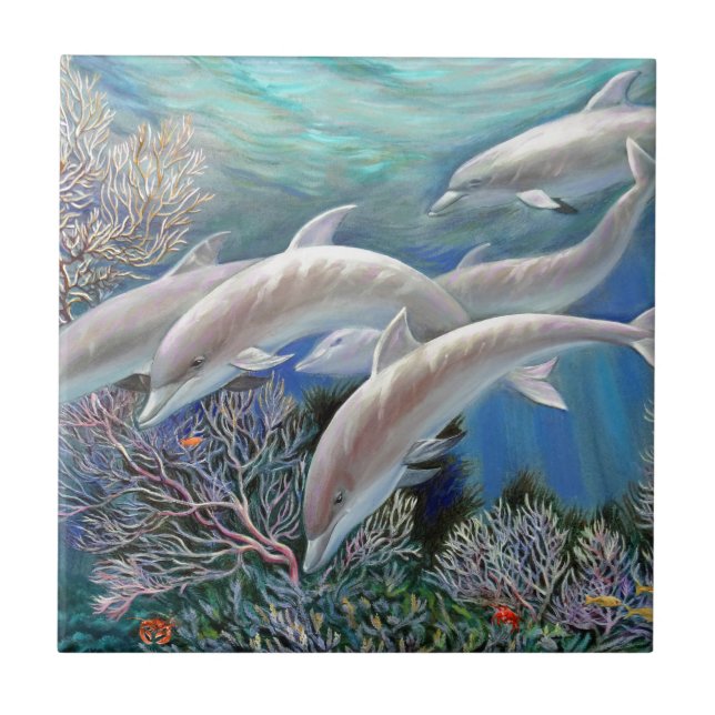 Azulejo De Cerâmica Happy_Family_-_Dolphins_Are_Awesome.JPG (Frente)