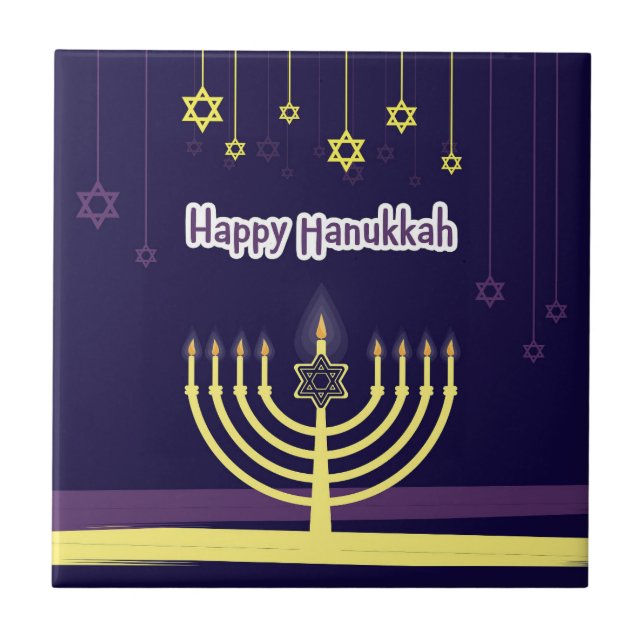 Azulejo De Cerâmica Happy Hanukkah (Frente)