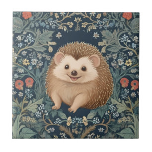 Azulejo De Cerâmica Happy Hedgehog William Morris estilo Floral