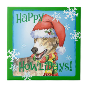 Azulejo De Cerâmica Happy Howliday Greyhound