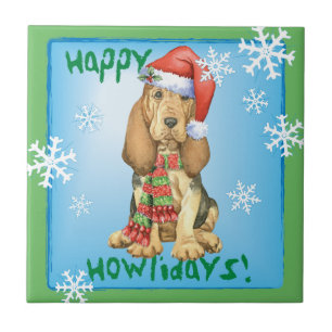 Azulejo De Cerâmica Happy Howlidays Bloodhound