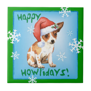 Azulejo De Cerâmica Happy Howlidays Chihuahua