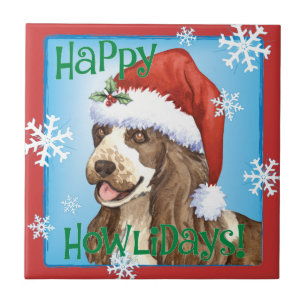 Azulejo De Cerâmica Happy Howlidays English Cocker Spaniel