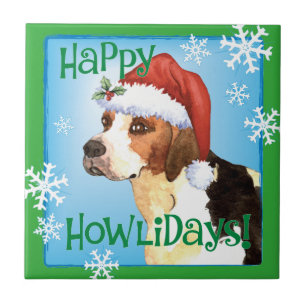 Azulejo De Cerâmica Happy Howlidays Inglês Foxhound