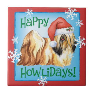 Azulejo De Cerâmica Happy Howlidays Lhasa Apso