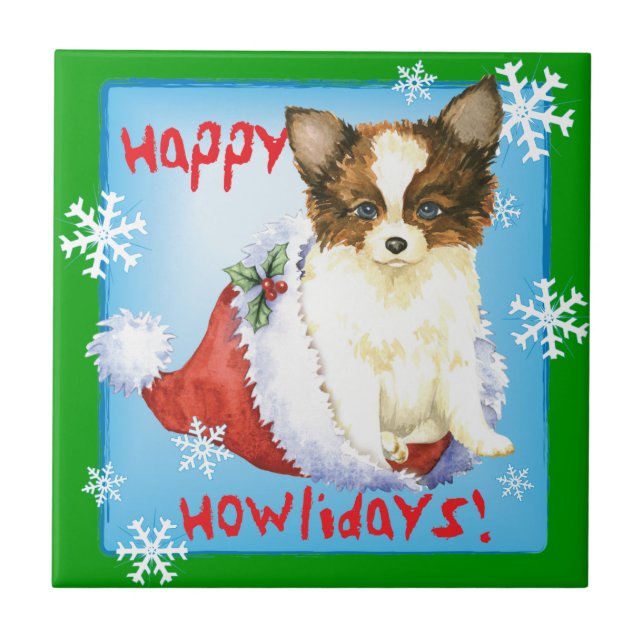 Azulejo De Cerâmica Happy Howlidays Papillon (Frente)