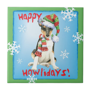 Azulejo De Cerâmica Happy Howlidays Smooth Collie