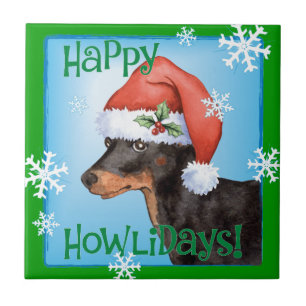 Azulejo De Cerâmica Happy Howlidays Toy Manchester Terrier