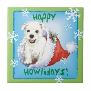 Azulejo De Cerâmica Happy Howlidays Westie