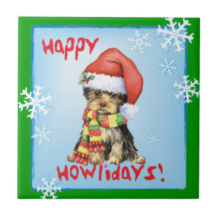 Azulejo De Cerâmica Happy Howlidays Yorkie