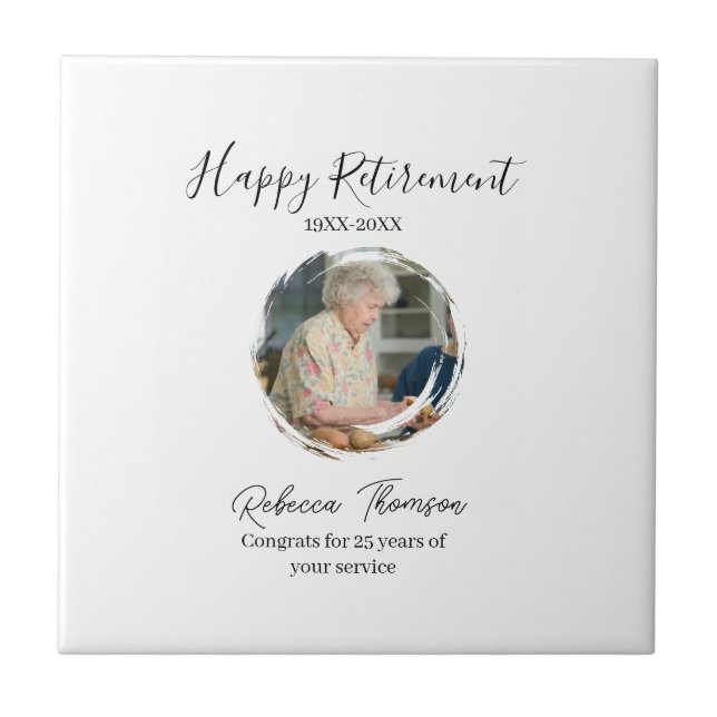 Azulejo De Cerâmica Happy retirement year name circle photo retired (Frente)